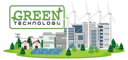 Green energy generated by wind turbine and solar panel