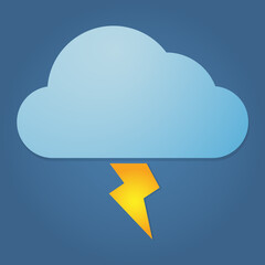 Dark cloud with lightning on gloomy sky. Weather icon.
