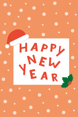 Happy New Year lettering. New Year greeting card.