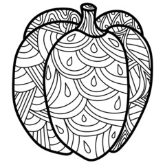 Pumpkin with fantasy patterns, ornate coloring page for Thanksgiving or Halloween