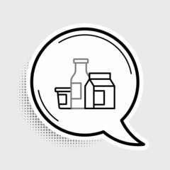 Line Milk product icon isolated on grey background. Colorful outline concept. Vector