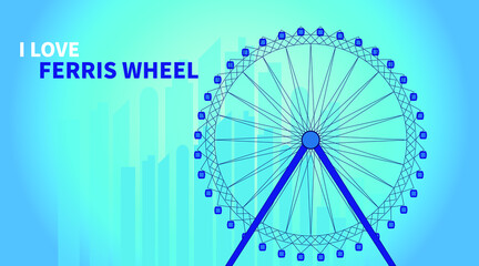 Urban Ferris wheel minimalist illustration