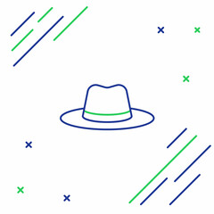 Line Man hat with ribbon icon isolated on white background. Colorful outline concept. Vector