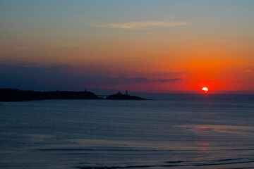 Fototapeta na wymiar Sunset on Pancha Island in Ribadeo Galicia
