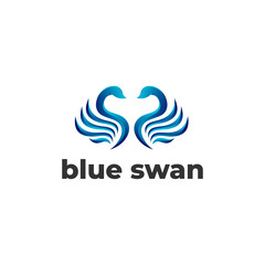 blue swan vector logo template