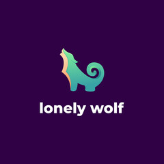 lonely wolf logo vector template