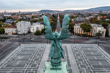 Aerial view from Millennium Monument in Heroes Square, Budapest