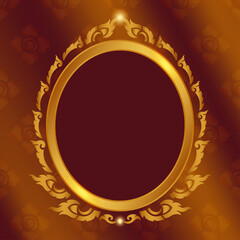 Gold Thai frame border with red royal light background