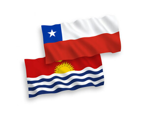 Fototapeta premium Flags of Republic of Kiribati and Chile on a white background
