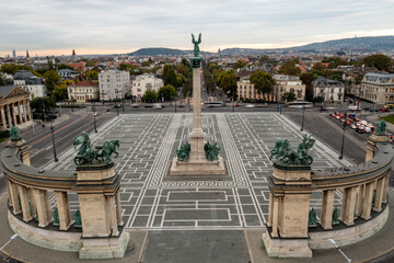 Naklejka premium Aerial view from Heroes Square, Budapest