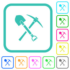 shovel and pickaxe vivid colored flat icons