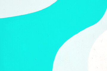 Closeup of colorful turquoise, gray and white urban wall texture. Modern pattern for wallpaper or mockup presentation design. Creative urban city background. Abstract open composition.