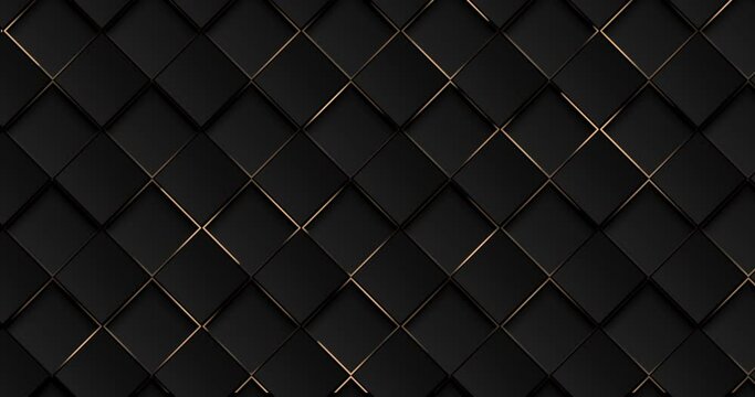 4k Abstract luxury black grey gradient backgrounds with golden metallic striped grid. Geometric graphic motion animation. Seamless looped dark backdrop. Simple elegant universal minimal 3d sale BG