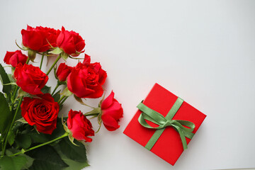 greeting card design. bouquet of roses on a white background.