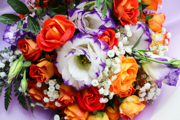 greeting card design. bouquet of roses on a white background.