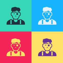 Pop art Jeweler man icon isolated on color background. Vector