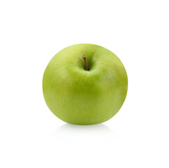 one green cut apple isolated on white background clipping path