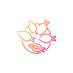 Yomari gradient linear vector icon. Traditional Nepali dish. Rice dumpling with sweet molasses. Nepalese cuisine. Thin line color symbol. Modern style pictogram. Vector isolated outline drawing