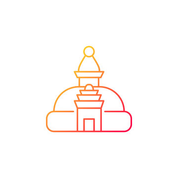 recommend clip art: Swayambhu stupa gradient linear vector icon. Monkey temple. Shrine with painted Buddha eyes. Nepal architecture. Thin line color symbol. Modern style pictogram. Vector isolated outline drawing