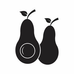 Avocado fruit logo template. Avocado half with leaf
