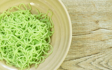 boiled dry jade noodle with oil Chinese food on bowl