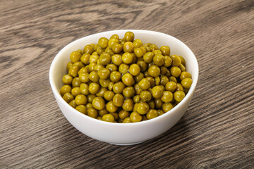 Marinated green pea in the bowl
