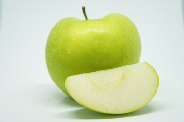 green apple slice apple berry fruit isolated white background