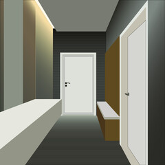the interior design of the apartment hallway vector