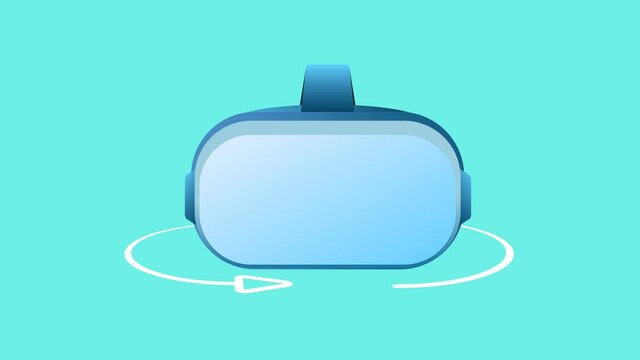 Vertual reality icon isolated on blue background. New technology showing 360 degree on one place.