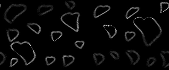 black and white background with hearts