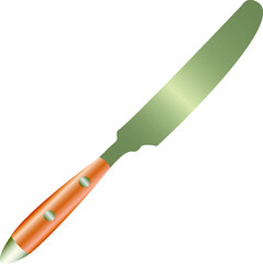 kitchen knife with wooden handle on white background