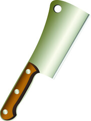 kitchen knife with wooden handle on white background