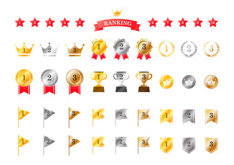 グラデーションのランキングアイコンのセット