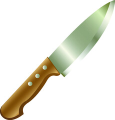 kitchen knife with wooden handle on white background