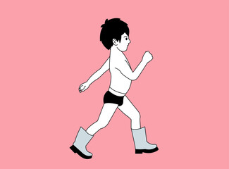 children walk without tshirt flat design illustration