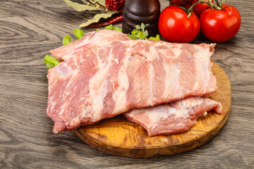 Raw pork ribs for cooking