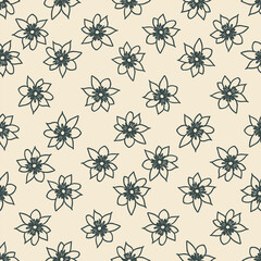 Vector simple doodle flowers seamless pattern background.