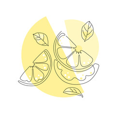 Hand drawn lineart lemons on geometric background