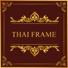 Gold light Thai frame border with red royal decoration