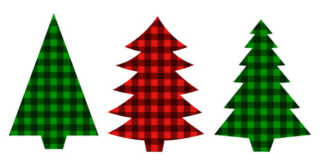 Christmas tree buffalo plaid vector illustration
