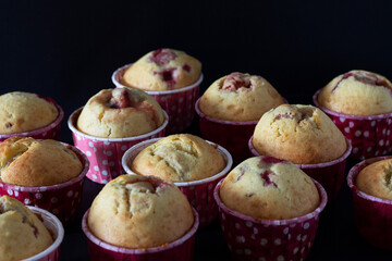 Sweet homemade cakes. Muffins with berry fillings