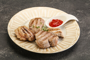 Grilled pork tenderlion with tomato sauce