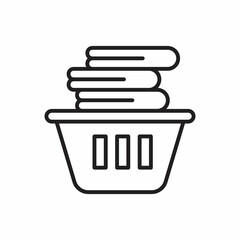 Towel, basket icon. Simple line, outline illustration bathroom icon