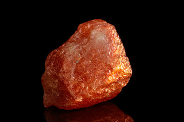 Macro mineral stone Nepheline sunny stone black background