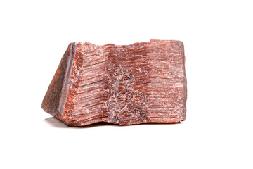 Macro mineral stone Bull eye, tiger's eye in the breed on a white background