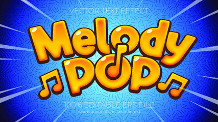 text effect vector illustration, melody pop text effect