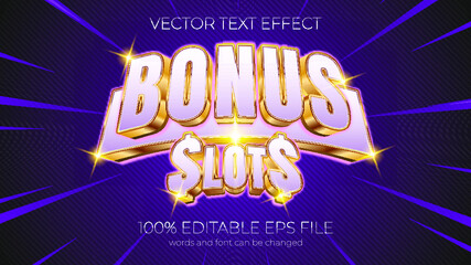 text effect vector illustration,bonus slots text effect