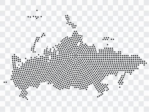 Abstract black map of Russia - planet dots planet, isolated on transparent background.Vector eps 10