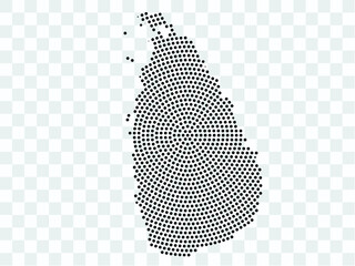 Abstract black map of Sri Lanka - planet dots planet, isolated on transparent background.Vector eps 10