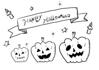 ハロウィン（白黒）